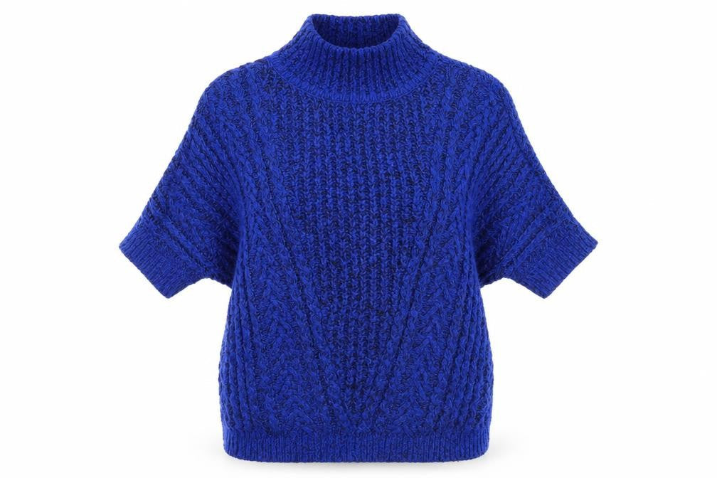 F&F Womens Blue High Neck Acrylic Pullover Jumper Size 6 - Batwing