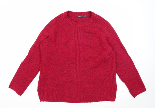 Marks and Spencer Womens Pink Scoop Neck Acrylic Pullover Jumper Size M
