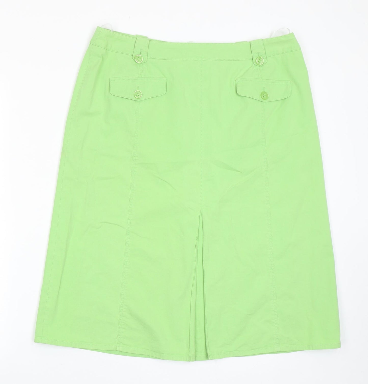 Preworn Womens Green Polyester Straight & Pencil Skirt Size 34 in Zip