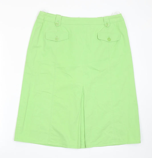 Preworn Womens Green Polyester Straight & Pencil Skirt Size 34 in Zip
