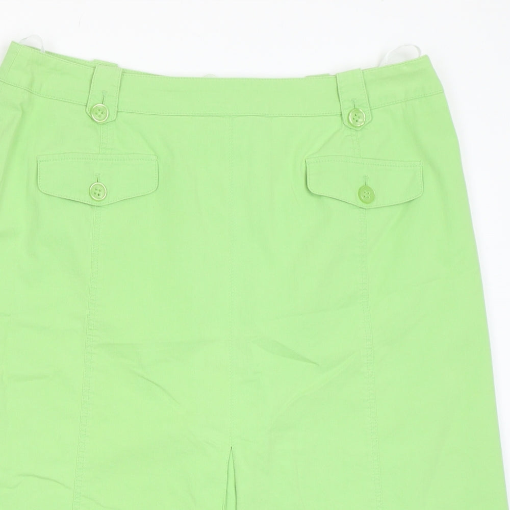 Preworn Womens Green Polyester Straight & Pencil Skirt Size 34 in Zip