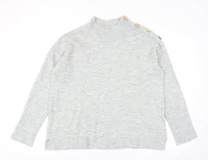 Dorothy Perkins Womens Grey Mock Neck Acrylic Pullover Jumper Size 10