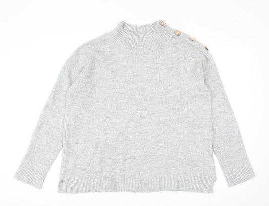 Dorothy Perkins Womens Grey Mock Neck Acrylic Pullover Jumper Size 10