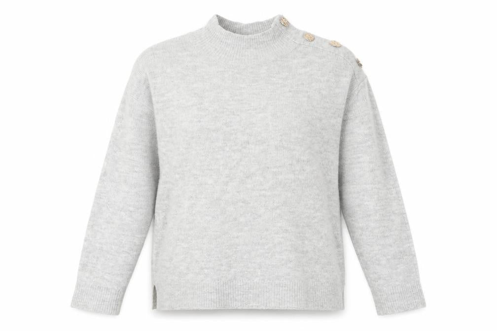 Dorothy Perkins Womens Grey Mock Neck Acrylic Pullover Jumper Size 10