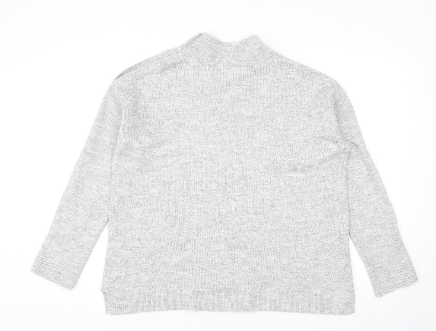 Dorothy Perkins Womens Grey Mock Neck Acrylic Pullover Jumper Size 10