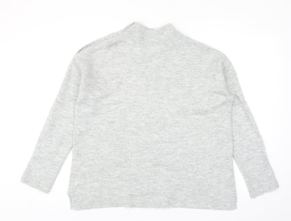 Dorothy Perkins Womens Grey Mock Neck Acrylic Pullover Jumper Size 10