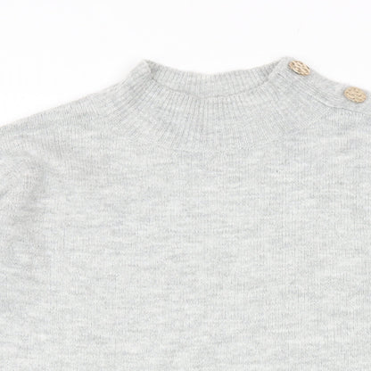 Dorothy Perkins Womens Grey Mock Neck Acrylic Pullover Jumper Size 10