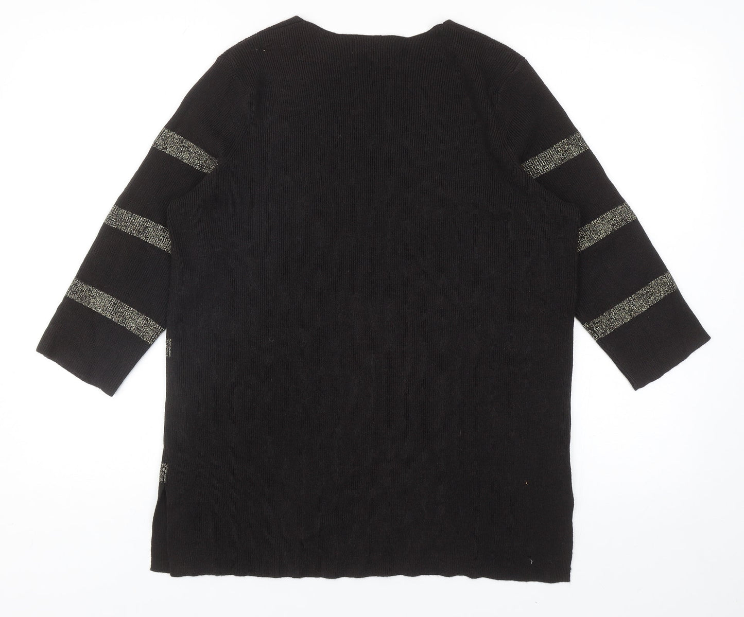 Per Una Womens Brown V-Neck Striped Acrylic Pullover Jumper Size 12
