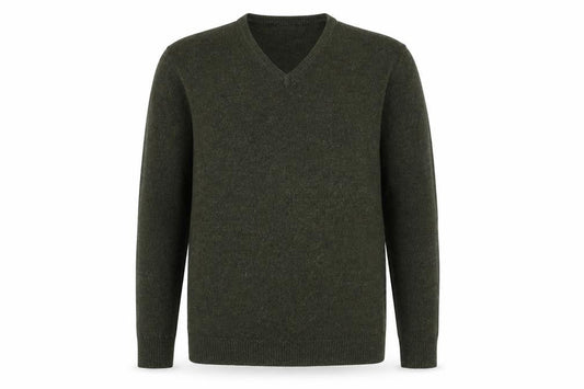 David Jones Mens Green V-Neck Acrylic Pullover Jumper Size M