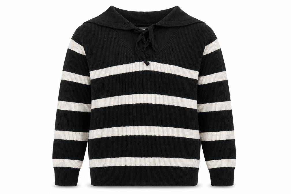 Primark Womens Black V-Neck Striped Viscose Pullover Jumper Size XS