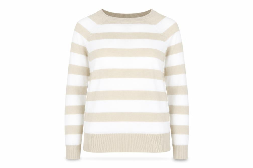 M&Co Womens Beige Roll Neck Striped Viscose Pullover Jumper Size 10