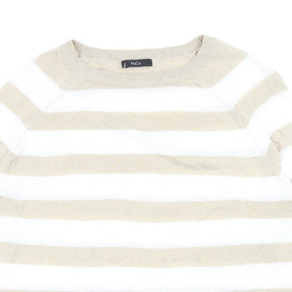 M&Co Womens Beige Roll Neck Striped Viscose Pullover Jumper Size 10