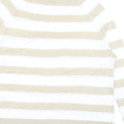 M&Co Womens Beige Roll Neck Striped Viscose Pullover Jumper Size 10