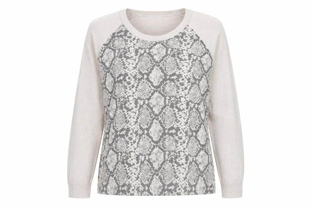 George Womens Beige Round Neck Animal Print Polyester Pullover Jumper Size 20 - Snakeskin Pattern