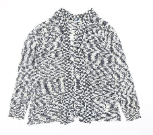 Peacocks Womens Blue V-Neck Geometric Acrylic Cardigan Jumper Size 16