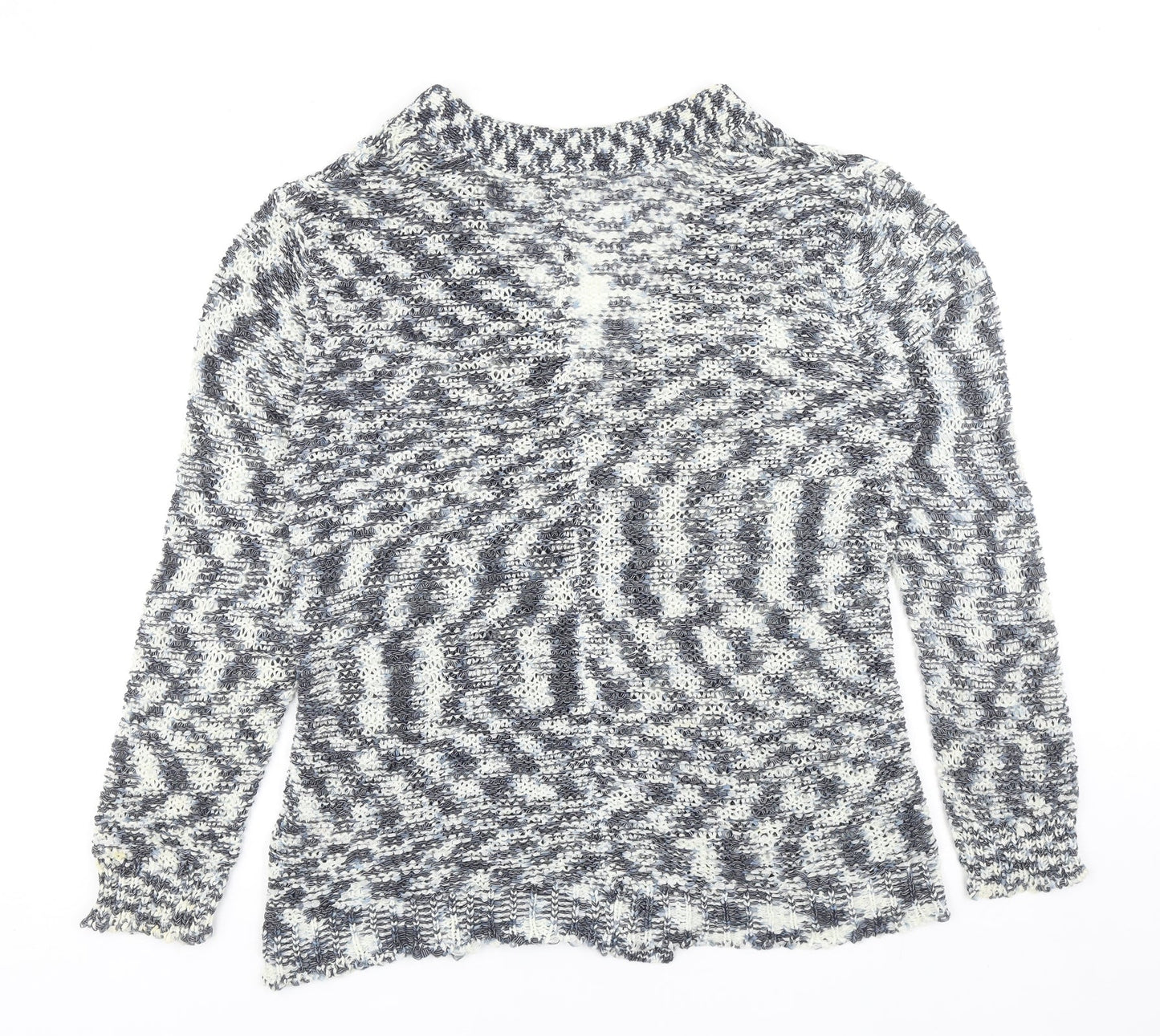 Peacocks Womens Blue V-Neck Geometric Acrylic Cardigan Jumper Size 16