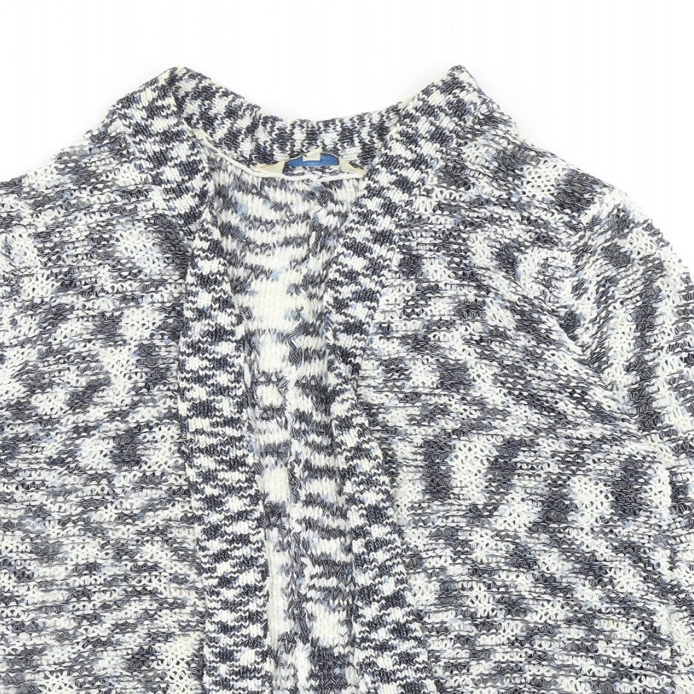 Peacocks Womens Blue V-Neck Geometric Acrylic Cardigan Jumper Size 16