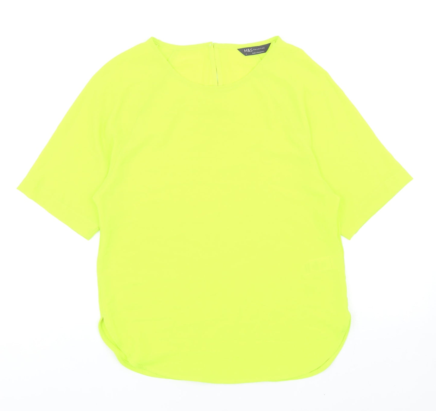 Marks and Spencer Womens Green Polyacrylate Fibre Basic T-Shirt Size 6 Round Neck