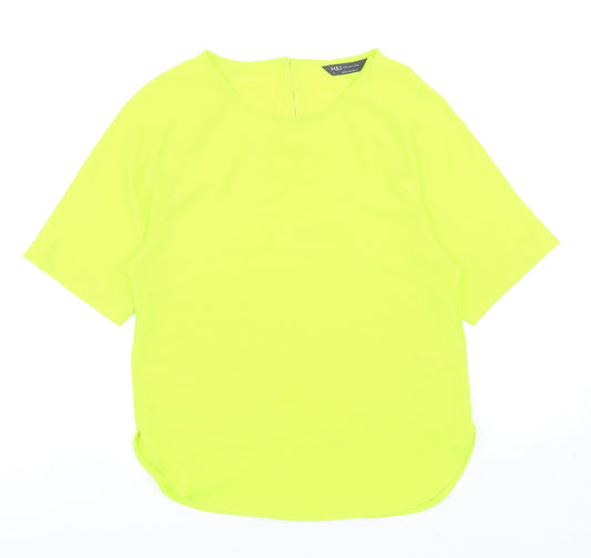Marks and Spencer Womens Green Polyacrylate Fibre Basic T-Shirt Size 6 Round Neck