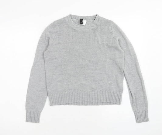 H&M Womens Grey Round Neck Acrylic Pullover Jumper Size XS