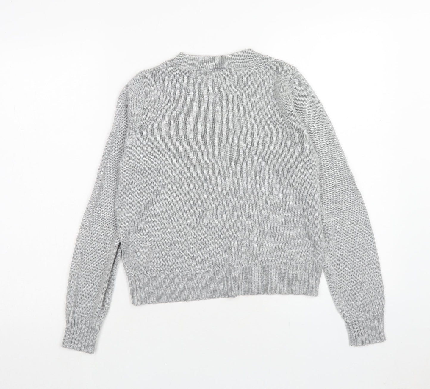 H&M Womens Grey Round Neck Acrylic Pullover Jumper Size XS