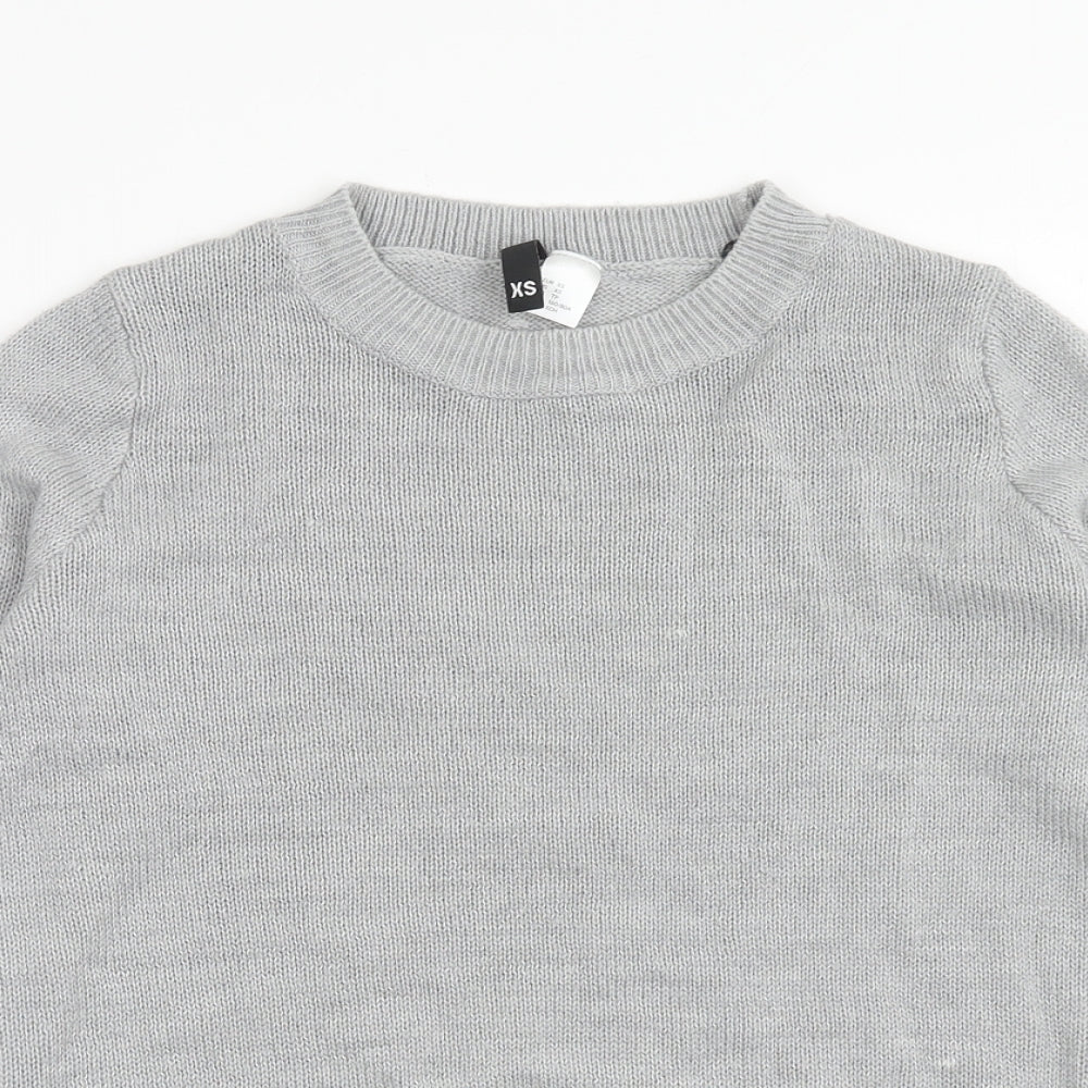 H&M Womens Grey Round Neck Acrylic Pullover Jumper Size XS