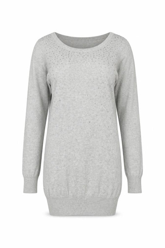 George Womens Grey Cotton Jumper Dress Size 8 Round Neck Pullover