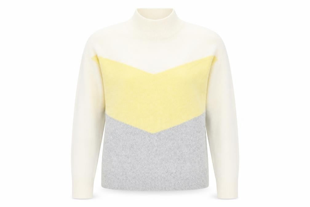 Oasis Womens Multicoloured Mock Neck Acrylic Pullover Jumper Size XS - Colourblock