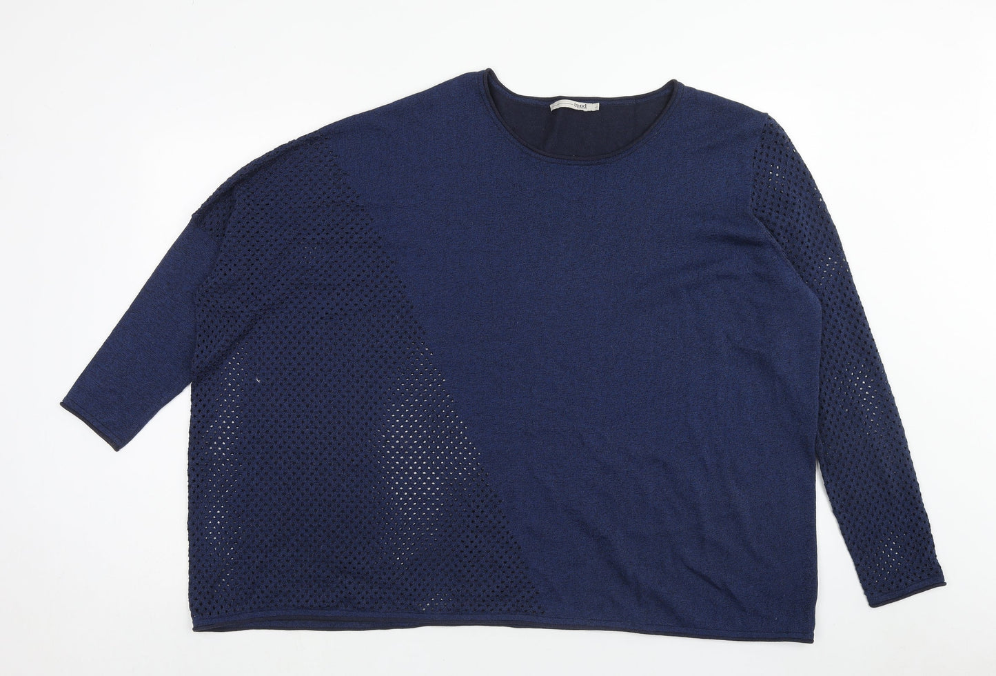 Trend Womens Blue Roll Neck Viscose Pullover Jumper Size L