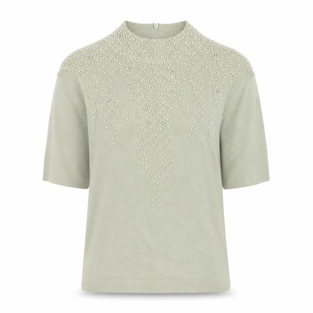 Talisa Womens Green Viscose Basic T-Shirt Size M Mock Neck