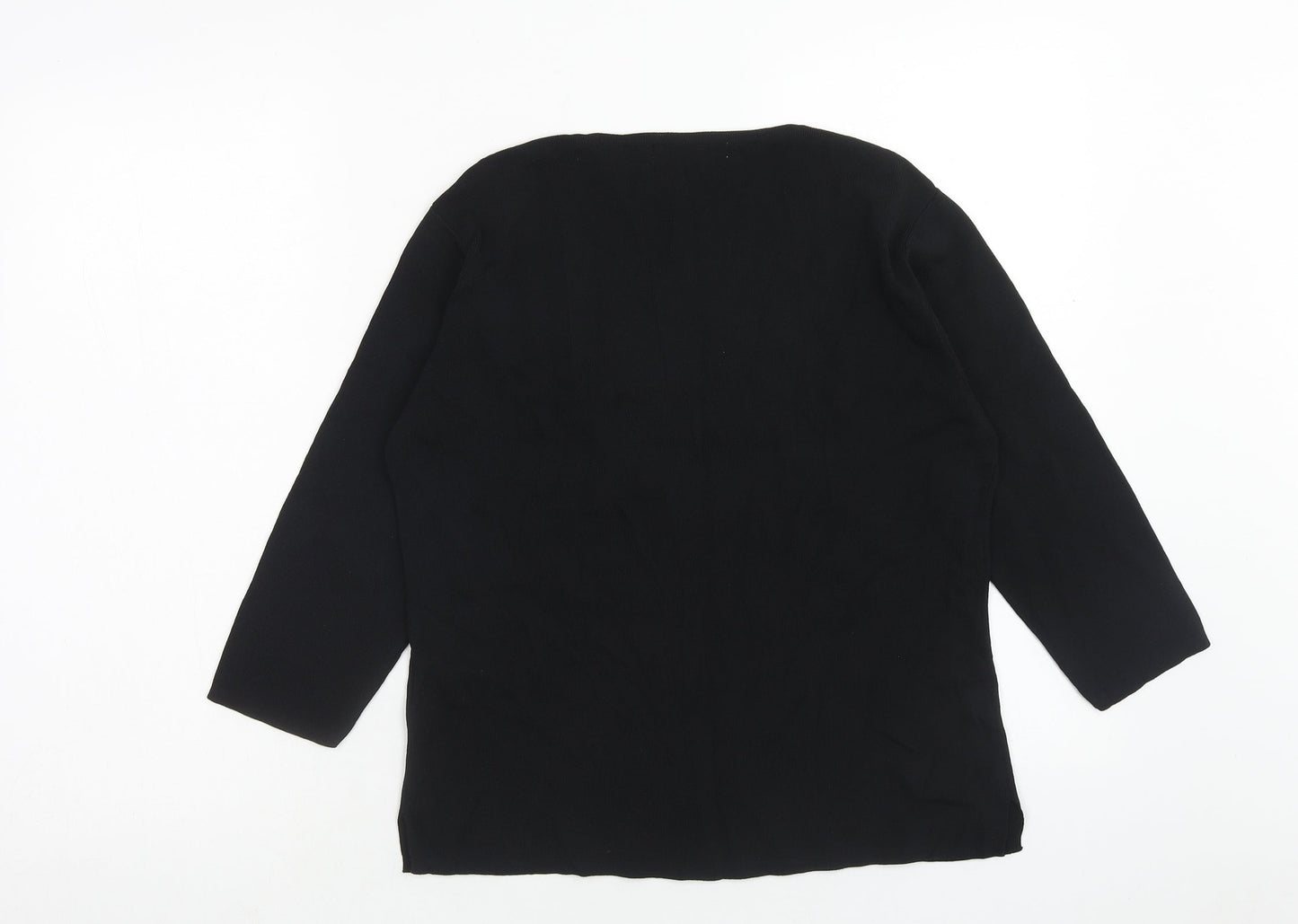 Kay Dee Womens Black Roll Neck Viscose Pullover Jumper Size M - Floral