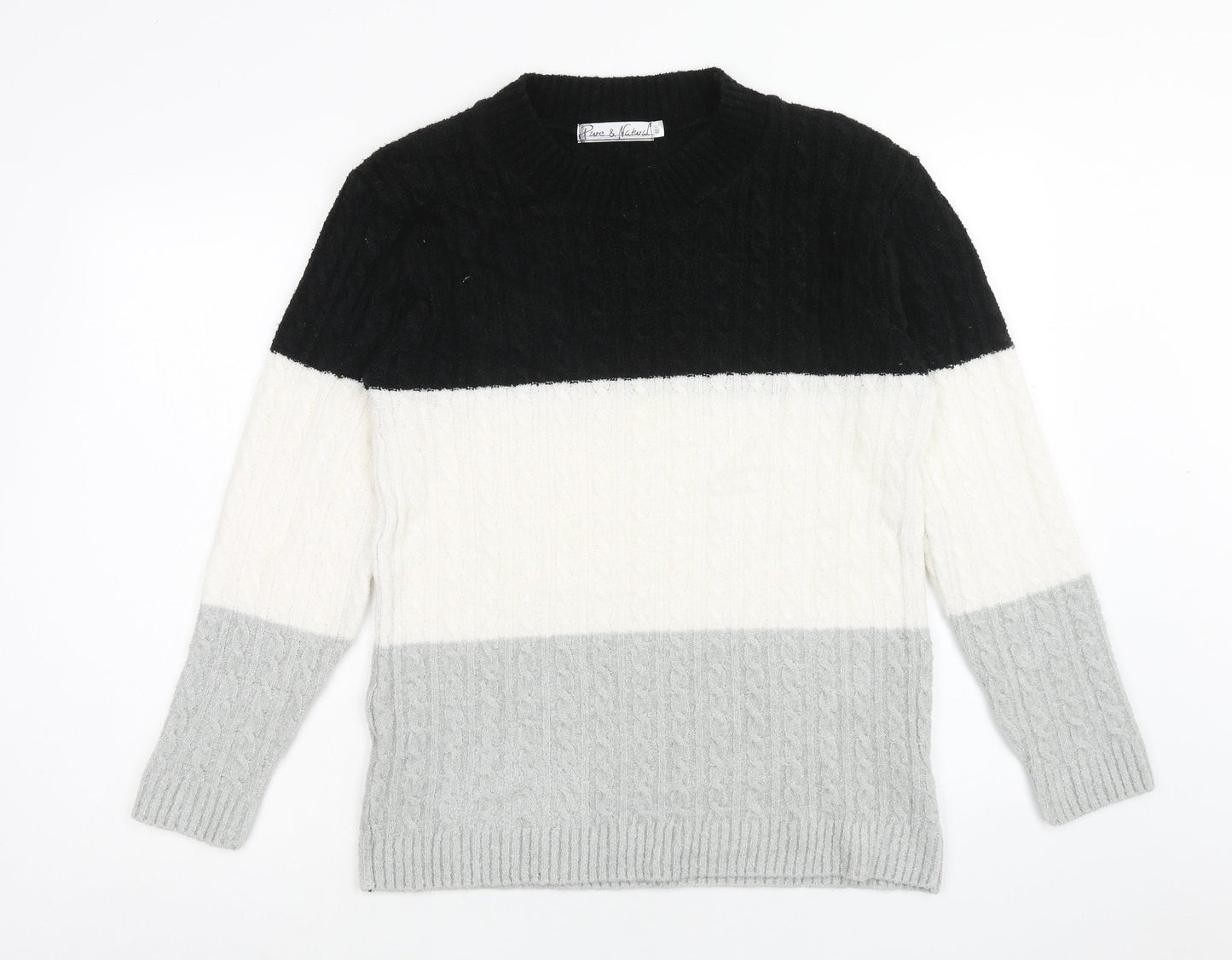 Pure & Natural Womens Multicoloured Roll Neck Striped Acrylic Pullover Jumper Size M