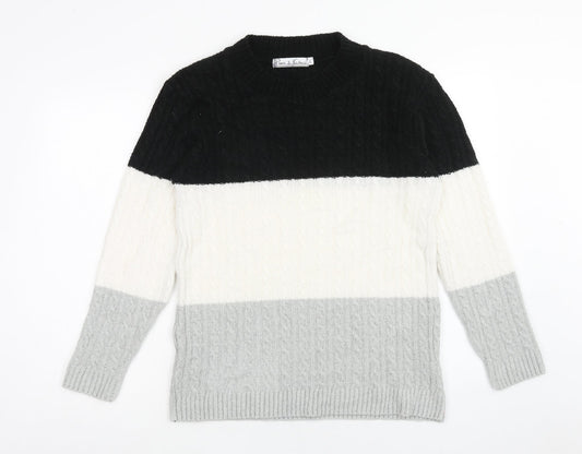 Pure & Natural Womens Multicoloured Roll Neck Striped Acrylic Pullover Jumper Size M