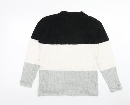 Pure & Natural Womens Multicoloured Roll Neck Striped Acrylic Pullover Jumper Size M