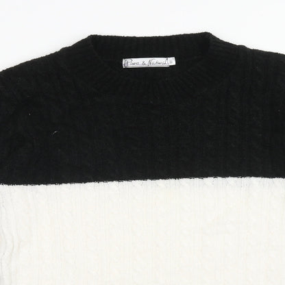 Pure & Natural Womens Multicoloured Roll Neck Striped Acrylic Pullover Jumper Size M
