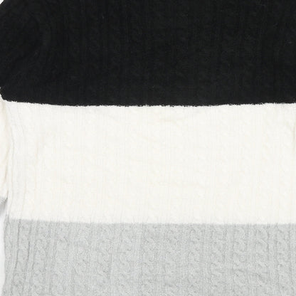 Pure & Natural Womens Multicoloured Roll Neck Striped Acrylic Pullover Jumper Size M