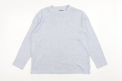 F&F Womens Blue Mock Neck Polyester Pullover Jumper Size 8