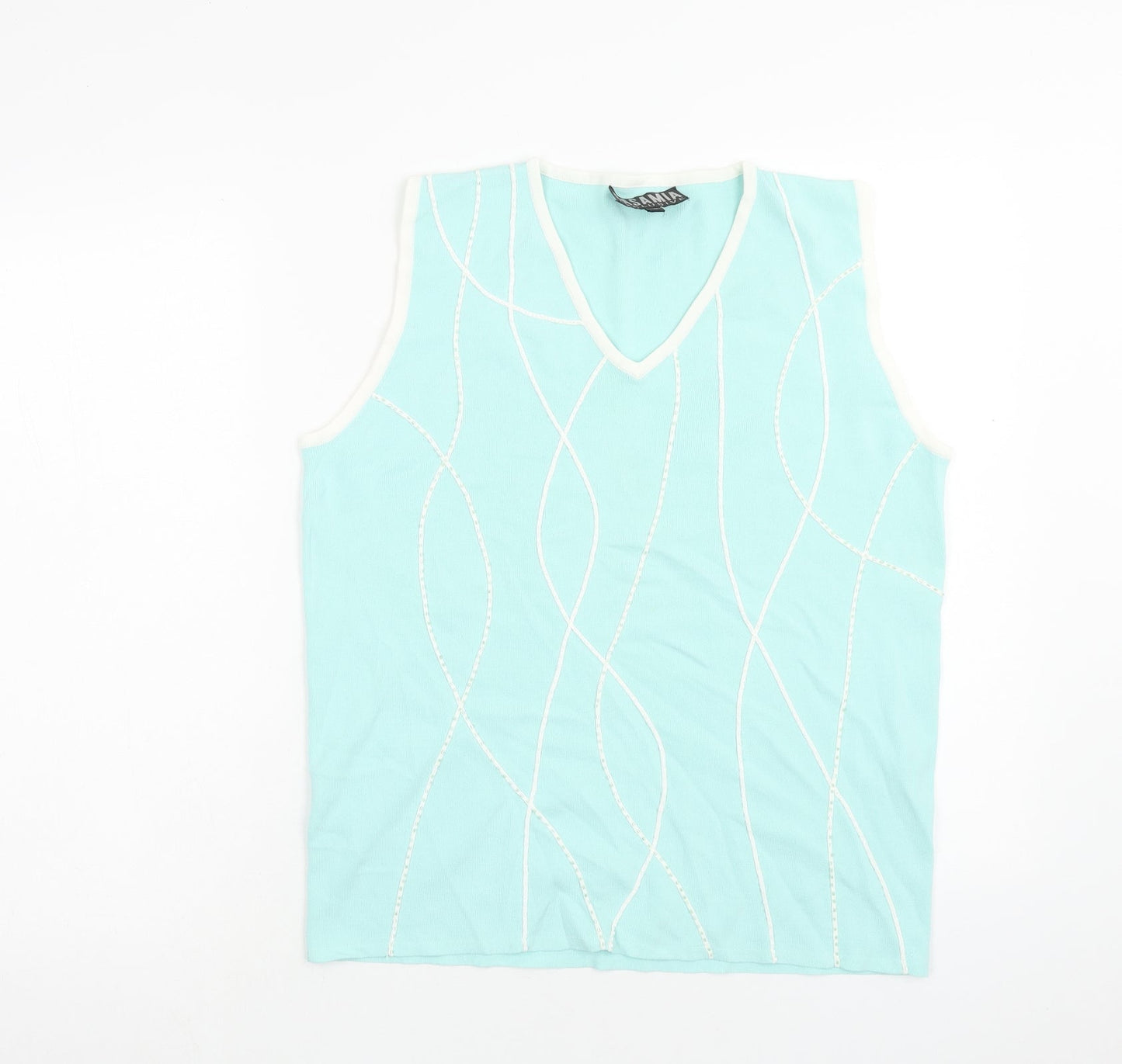 Casamia Womens Blue V-Neck Viscose Vest Jumper Size L
