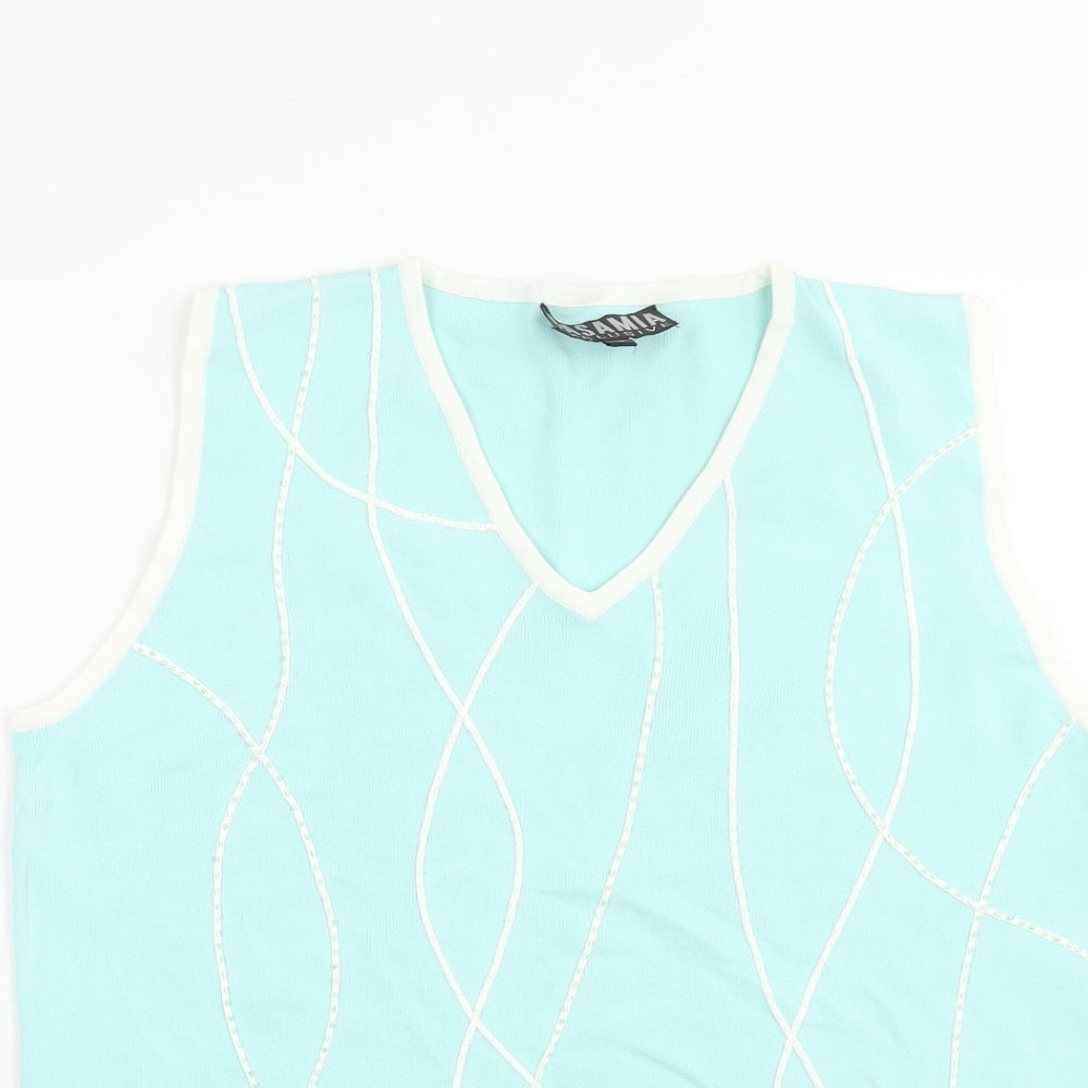 Casamia Womens Blue V-Neck Viscose Vest Jumper Size L