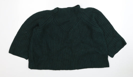 Marks and Spencer Womens Green Mock Neck Acrylic Pullover Jumper Size 14