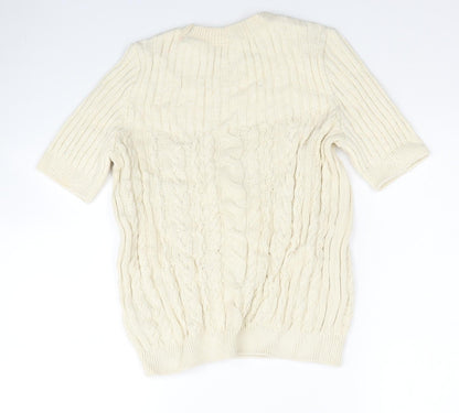 Per Una Womens Ivory Round Neck Cotton Pullover Jumper Size 10