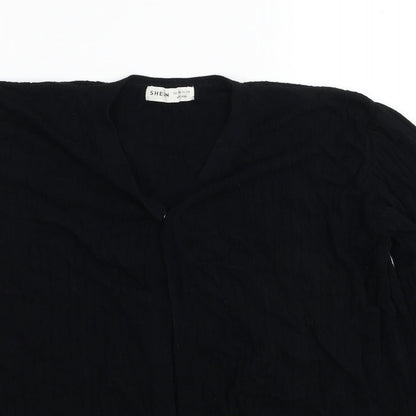 SHEIN Girls Blue V-Neck Viscose Pullover Jumper Size 11-12 Years Button