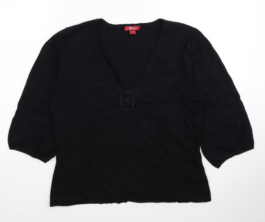 Monsoon Womens Black V-Neck Viscose Pullover Jumper Size 12