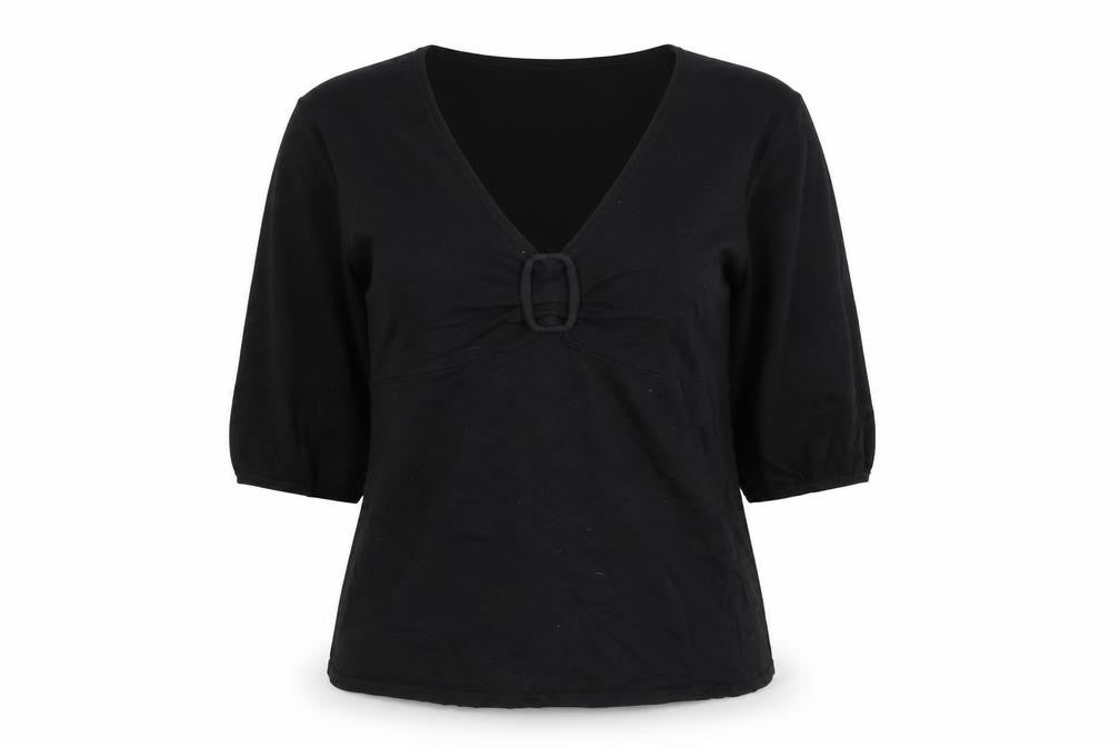 Monsoon Womens Black V-Neck Viscose Pullover Jumper Size 12
