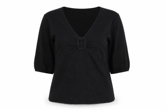 Monsoon Womens Black V-Neck Viscose Pullover Jumper Size 12