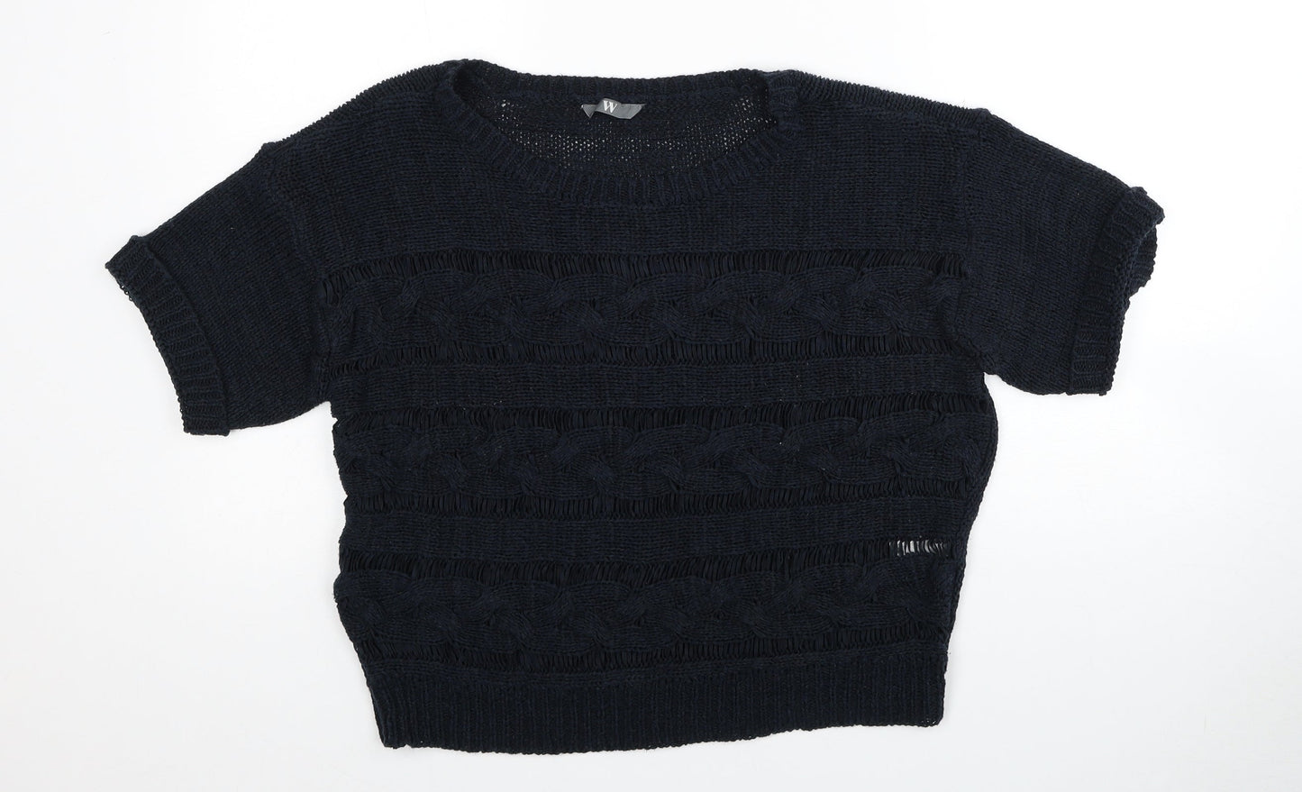 BHS Womens Black Boat Neck Acrylic Pullover Jumper Size 12