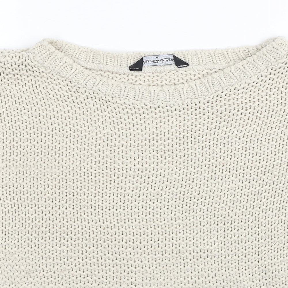 Miss Selfridge Womens Beige Boat Neck Acrylic Pullover Jumper Size 6