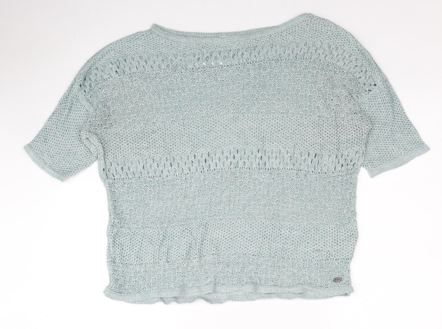 EDC Womens Blue Boat Neck Polyester Pullover Jumper Size L