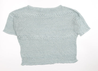 EDC Womens Blue Boat Neck Polyester Pullover Jumper Size L