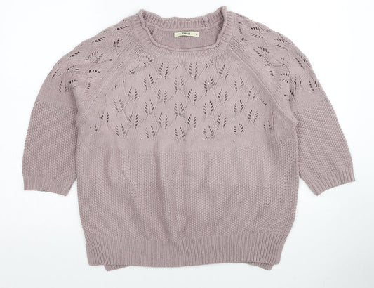 Oasis Womens Pink Scoop Neck Acrylic Pullover Jumper Size M